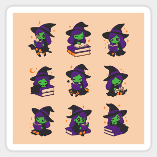 Witch reading books Magnet